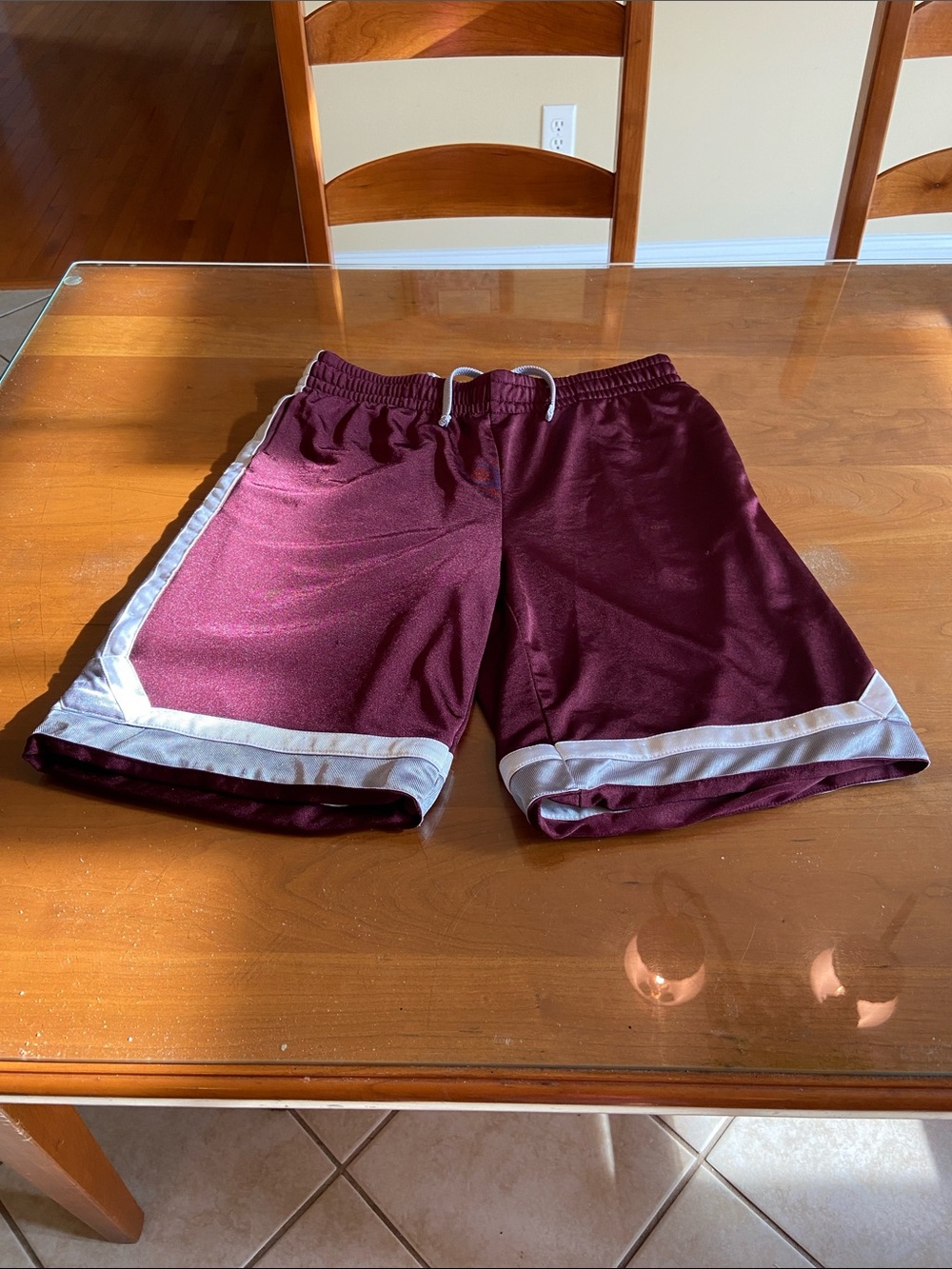 tek gear Maroon Athletic Shorts with White Trim. Size Medium (10/12).
